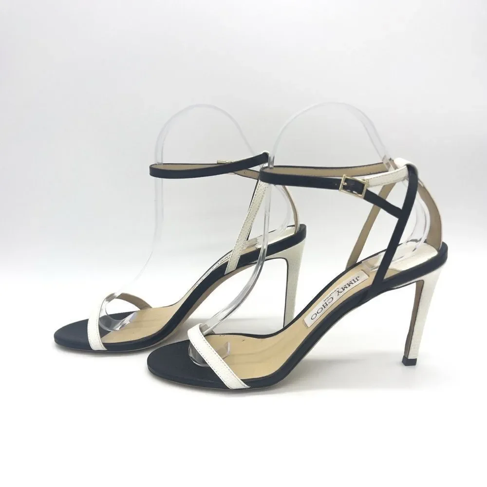 Jimmy Choo Minnie Black and White 85mm Stilettos Size 38.5 - Picture 3 of 12